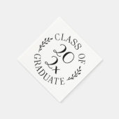 Serviette En Papier Classe De 2025 Graduate Chic Black White Typograph (Coin)