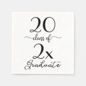 Serviette En Papier Classe De 2025 Graduate Chic Noir & Blanc Script (Devant)