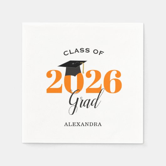 Serviette En Papier Classe de 2025 Graduate Modern Orange (Devant)