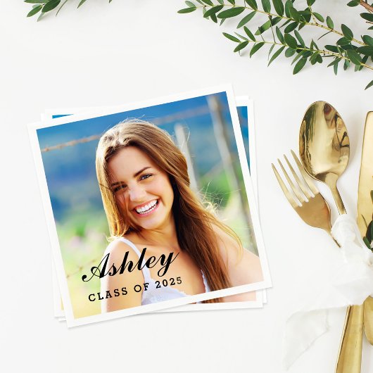 Serviette En Papier Classe de 2025 Graduate Photo personnalisée