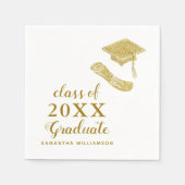 Serviette En Papier Classe de 2025 Graduate White and Gold Graduation (Devant)