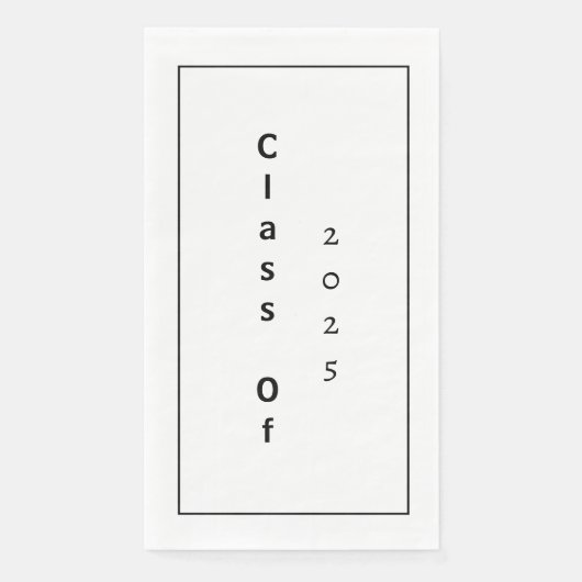 Serviette En Papier Classe De 2025 Graduation Party Noir Blanc Simple (Devant)
