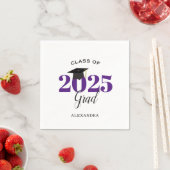 Serviette En Papier Classe de 2025 Gradué Moderne Purple (En situation)