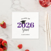 Serviette En Papier Classe de 2025 Gradué Moderne Purple (En situation)