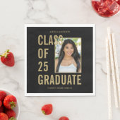 Serviette En Papier Classe De 2025 Papier Photo Black & Gold (En situation)
