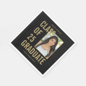 Serviette En Papier Classe De 2025 Papier Photo Black & Gold (Coin)