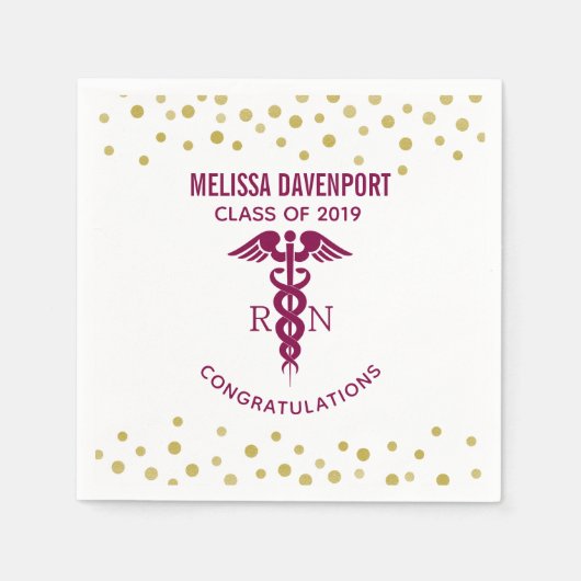Serviette En Papier Classe de 20xx Red Caduceus RN Symbole Graduation (Devant)