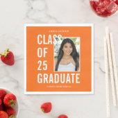 Serviette En Papier Classe De 25 Diplômés Orange Photo (En situation)