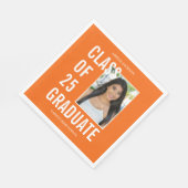 Serviette En Papier Classe De 25 Diplômés Orange Photo (Coin)