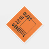 Serviette En Papier Classe De 25 Diplômés Orange & Photo Noire (Coin)