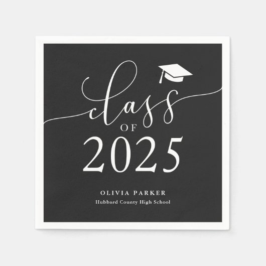 Serviette En Papier Classe de Black Graduation Party 2025 (Devant)