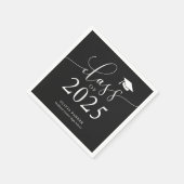 Serviette En Papier Classe de Black Graduation Party 2025 (Coin)