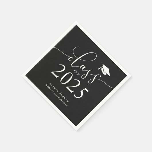 Serviette En Papier Classe de Black Graduation Party 2025 (Coin)