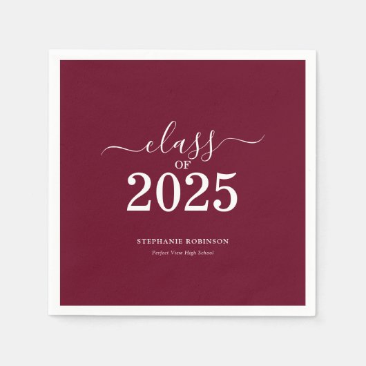 Serviette En Papier Classe de Burgundy Graduation Party 2025 (Devant)
