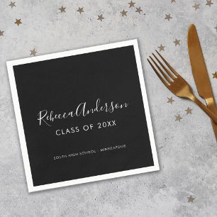 Serviette En Papier Classe de calligraphie de 2025 Black Graduation Pa