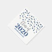 Serviette En Papier Classe de Confetti Argent Bleu foncé de 2020 Gradu (Coin)