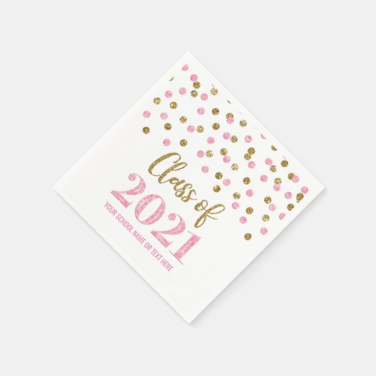 Serviette En Papier Classe de Confetti Or Rose de 2021 Graduation (Coin)
