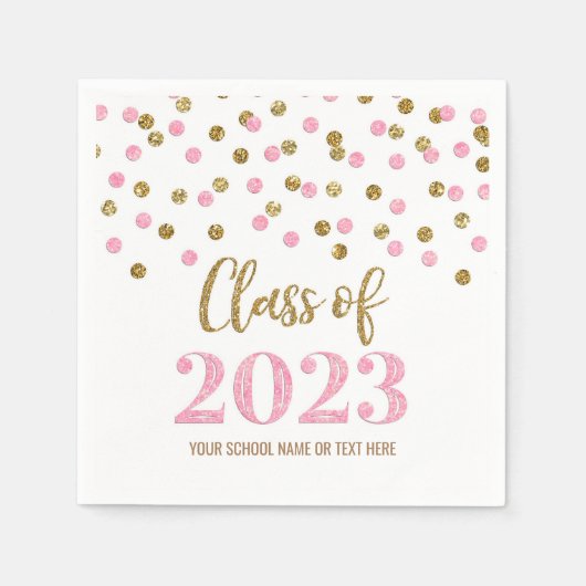 Serviette En Papier Classe de confetti rose or de 2023 serviettes (Devant)