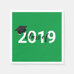 Serviette En Papier Classe de fin d'études de typographie verte 2019