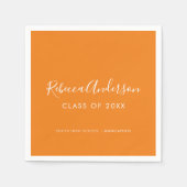 Serviette En Papier Classe de finissants 2023 Orange Calligraphie (Devant)