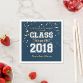 Serviette En Papier Classe de Grad Party 2018 bleu et jaune (En situation)