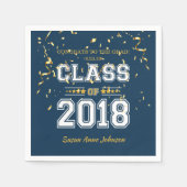 Serviette En Papier Classe de Grad Party 2018 bleu et jaune (Devant)