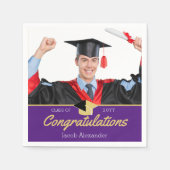 Serviette En Papier Classe de graduation moderne Photo violet de 20xx (Devant)