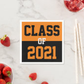 Serviette En Papier Classe de Graduation Orange & Noir de 2024 (En situation)