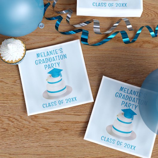Serviette En Papier Classe de Graduation Party Blue Napkins