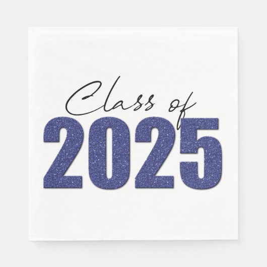 Serviette En Papier Classe de Parties scintillant bleu marine de 2025 (Devant)