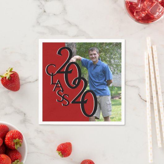 Serviette En Papier Classe de photo Red Grad 2020 (En situation)