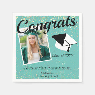 Serviette En Papier Classe de remise de diplômes Aqua Photo turquoise 