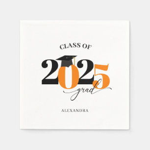 Serviette En Papier Classe de Typographie moderne Orange de 2025 Gradu