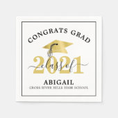 Serviette En Papier Classe d'études Année Gold Foil Personnalisé (Devant)