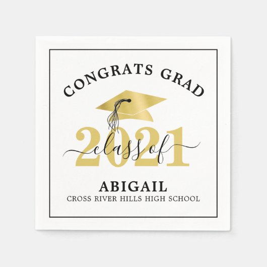 Serviette En Papier Classe d'études Année Gold Foil Personnalisé (Devant)