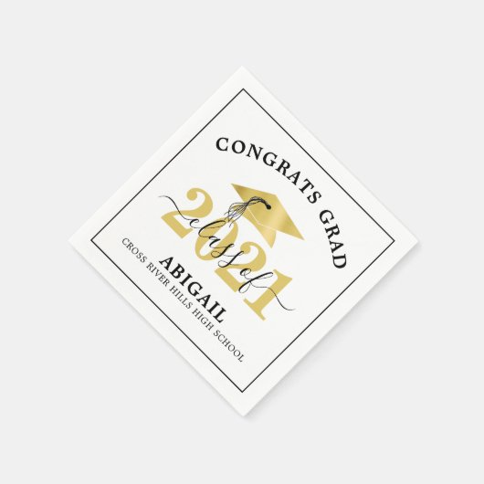 Serviette En Papier Classe d'études Année Gold Foil Personnalisé (Coin)