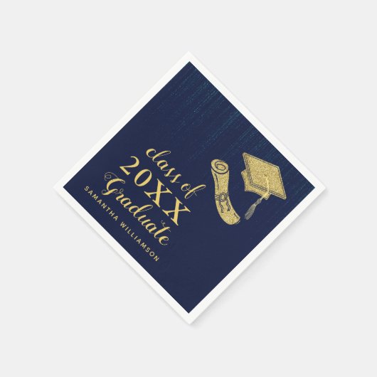 Serviette En Papier Classe d'or bleu marine 2023 (Coin)