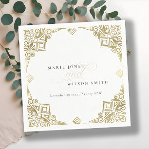 Serviette En Papier Classé Elegant Gold Art Déco Mariage