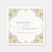 Serviette En Papier Classé Elegant Gold Art Déco Mariage (Devant)