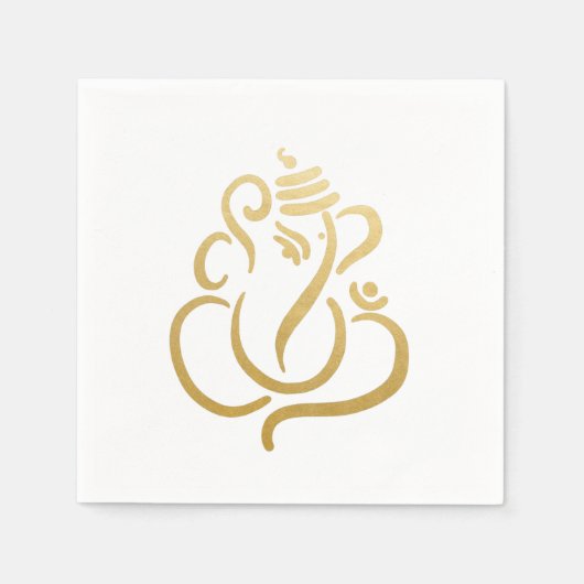 Serviette En Papier Classé Faux Gold Foil Ganesha Indian Modern Ethnic (Devant)