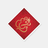 Serviette En Papier Classé Faux Gold Foil Ganesha Indian Red Damask (Coin)