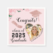 Serviette En Papier Classe Florale Rose Élégante 2025 (Devant)