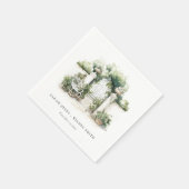 Serviette En Papier Classé Français Jardin Paysage Mariage d'aquarelle (Coin)