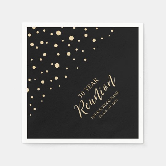 Serviette En Papier Classe Gold & Black Chic Confetti Réunion (Devant)