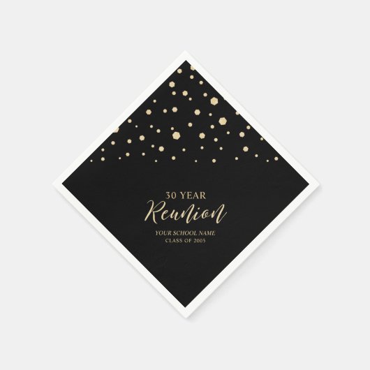 Serviette En Papier Classe Gold & Black Chic Confetti Réunion (Coin)