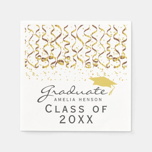 Serviette En Papier Classe Gold Confetti de 2022 Graduation (Devant)