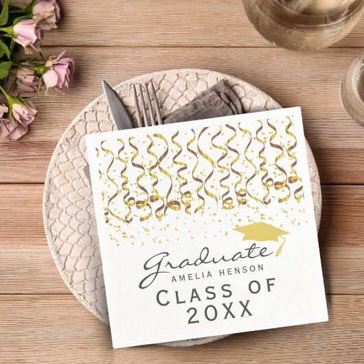 Serviette En Papier Classe Gold Confetti de 2022 Graduation