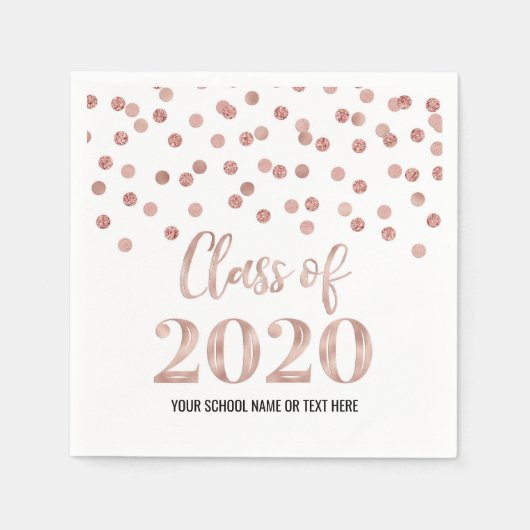 Serviette En Papier Classe Gold Confetti rose de 2020 Graduation (Devant)