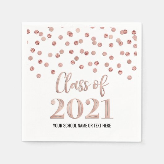 Serviette En Papier Classe Gold Confetti rose de 2021 Graduation (Devant)