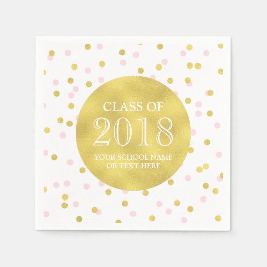 Serviette En Papier Classe Gold Pink Confetti de 2018 Graduation (Devant)